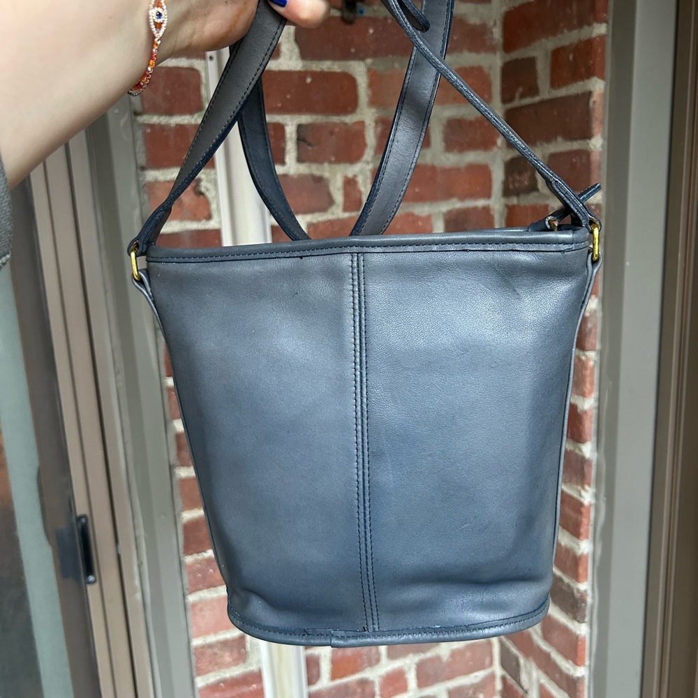 Vintage coach bleeker bucket small style 4153 faded sapphire blue crossbody y2k